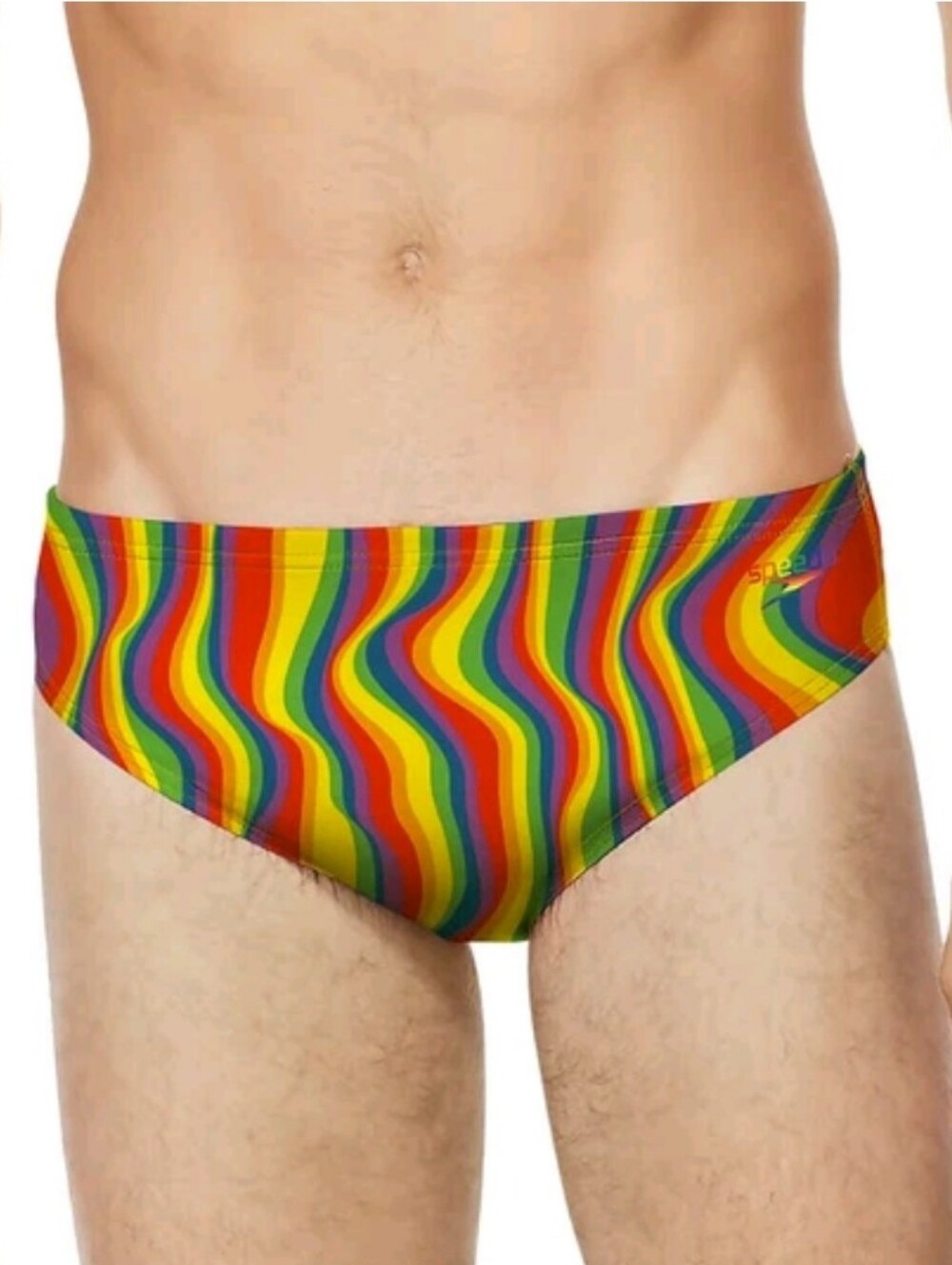 SPEEDO Pride Collection Printed One Brief  Mens Swim Bottom Rainbow Tide Size 32